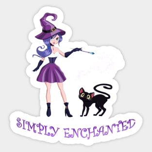 Simply Enchanted Witch and Cat Sticker